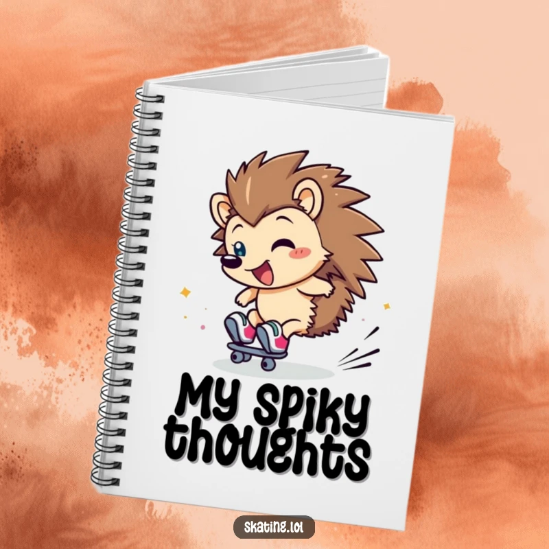 Funny Hedgehog Notebook: A clumsy hedgehog character rolls on skates, a flurry of giggles inspiring creativity.