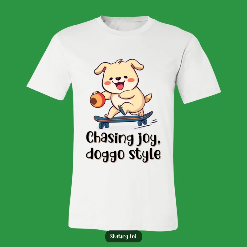 Funny Dog Skateboard Tee: Energetic Pup's Ball Chase, Humorous Gift