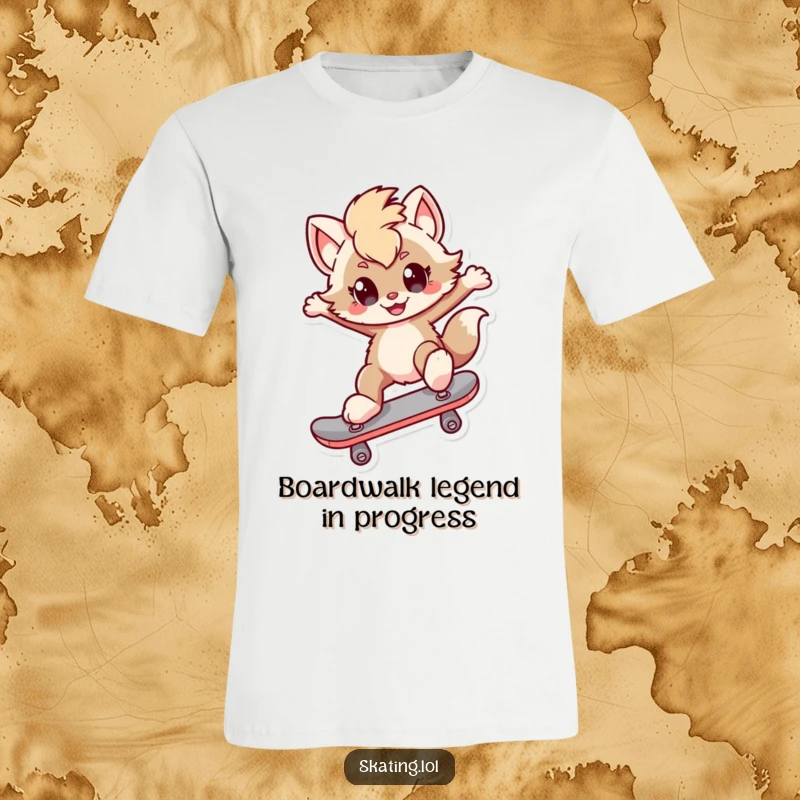 Funny T-Shirt: A furry character with a mischievous grin executes a perfect kickflip on a skateboard, celebrating extreme sports.