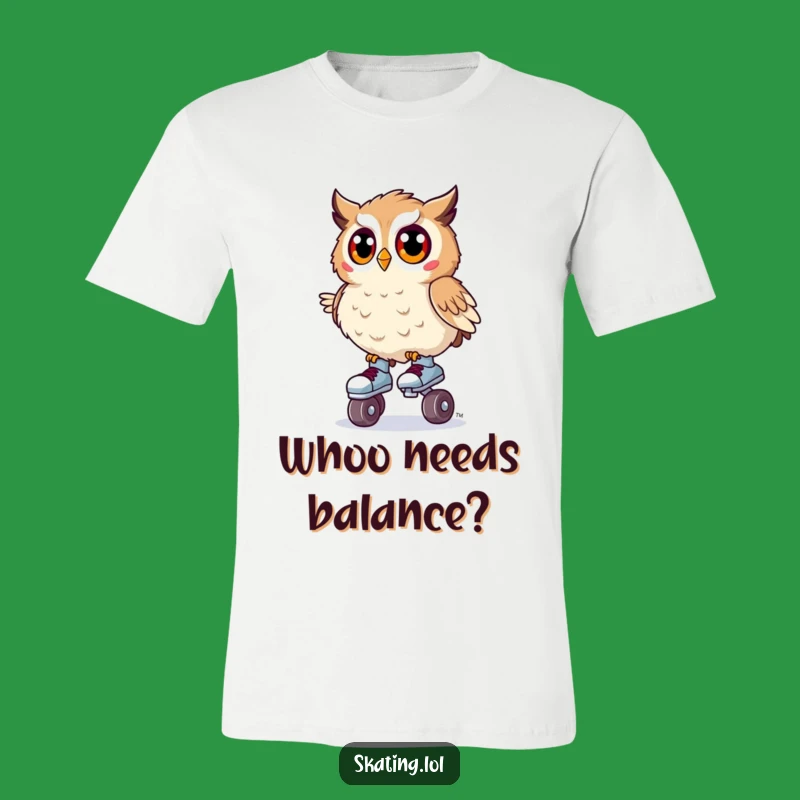 Funny Owl Roller Skates T-Shirt: Surprised Wobble, Comical Tee for Fun Lovers