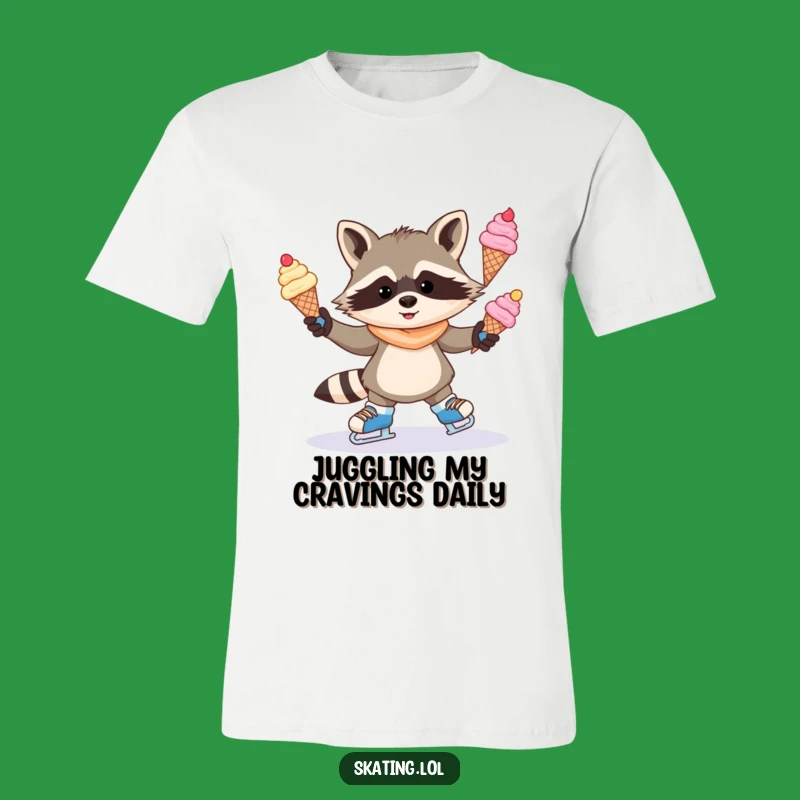 Funny Raccoon Ice Cream T-Shirt: Mischievous Skater Fun Gift