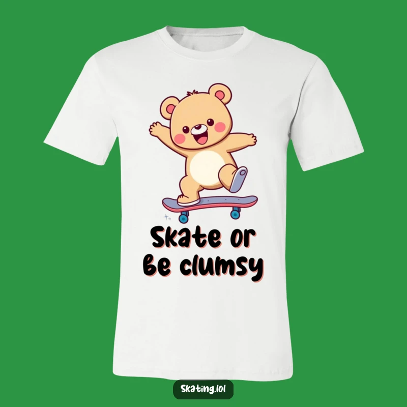 Funny Skateboard Bear T-Shirt: Cheerful Jump Trick Action Tee, Gift