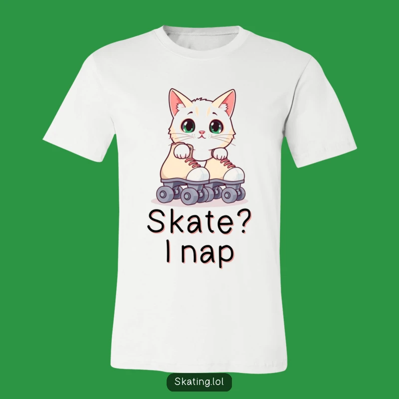 Funny Surprised Cat Roller Skates T-Shirt - Hilarious Feline Tee