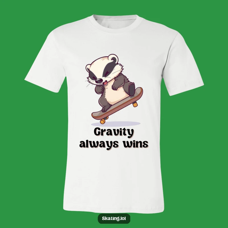 Funny Clumsy Badger Skateboarder T-Shirt: Epic Fails and Laughs Guaranteed