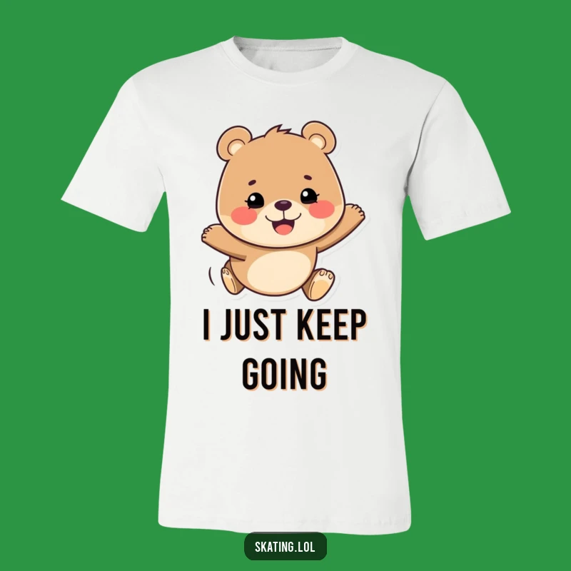 Funny Bear Gliding T-Shirt: Determined Grin, Perfect Cheerful Tee for Fun Lovers