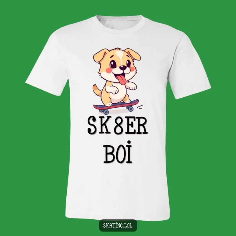 Funny Dog Roller Skate T-Shirt - Energetic Pushing Character Tee