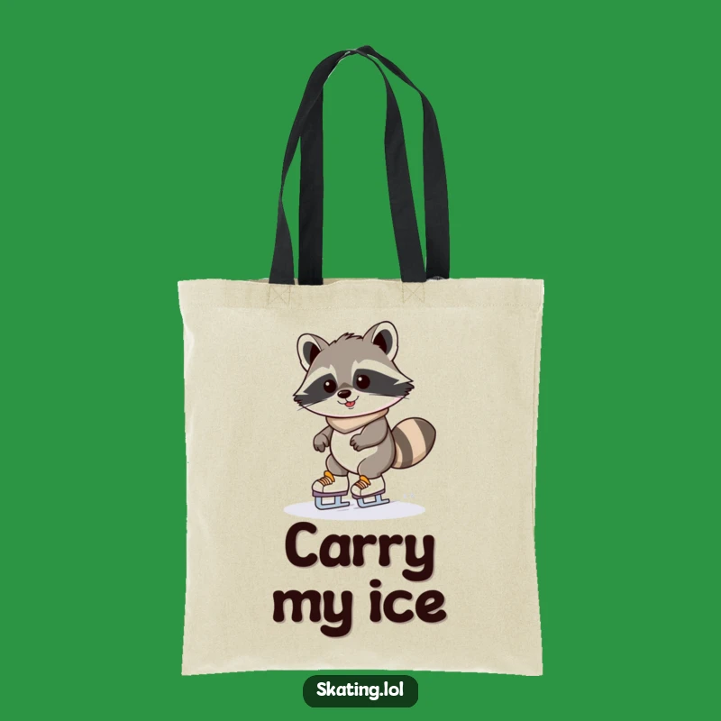 Funny Raccoon Ice Skating Tote Bag - Carry Your Gear with Determination