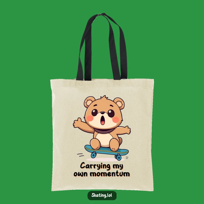 Funny Bear Skateboarder Tote Bag: Carry Your Essentials with This Comical and Practical Accessory!