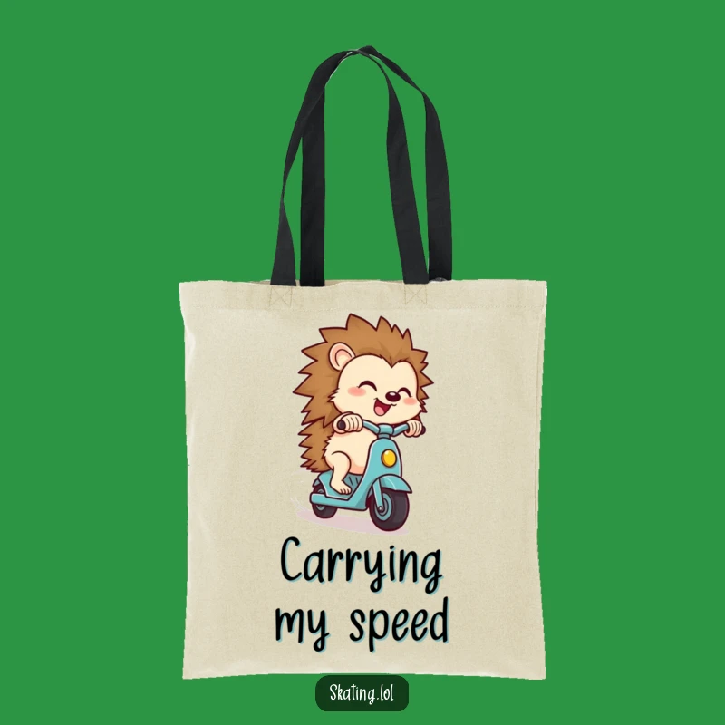 Funny Hedgehog Scooter Tote Bag: Carry Your Speed, Cute Gift Idea