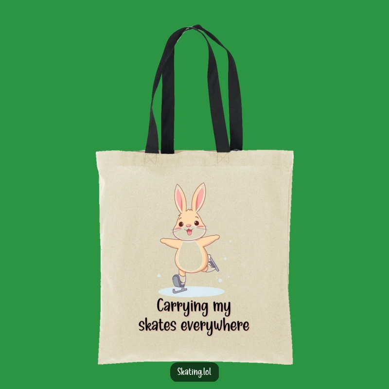 Funny Arctic Hare Tote Bag: Joyful Skating Adventures