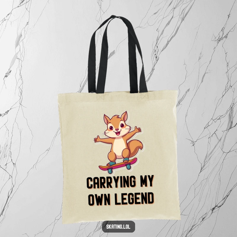 Funny squirrel showing off a confident skate trick, perfect for carrying groceries or daily items in a tote bag.