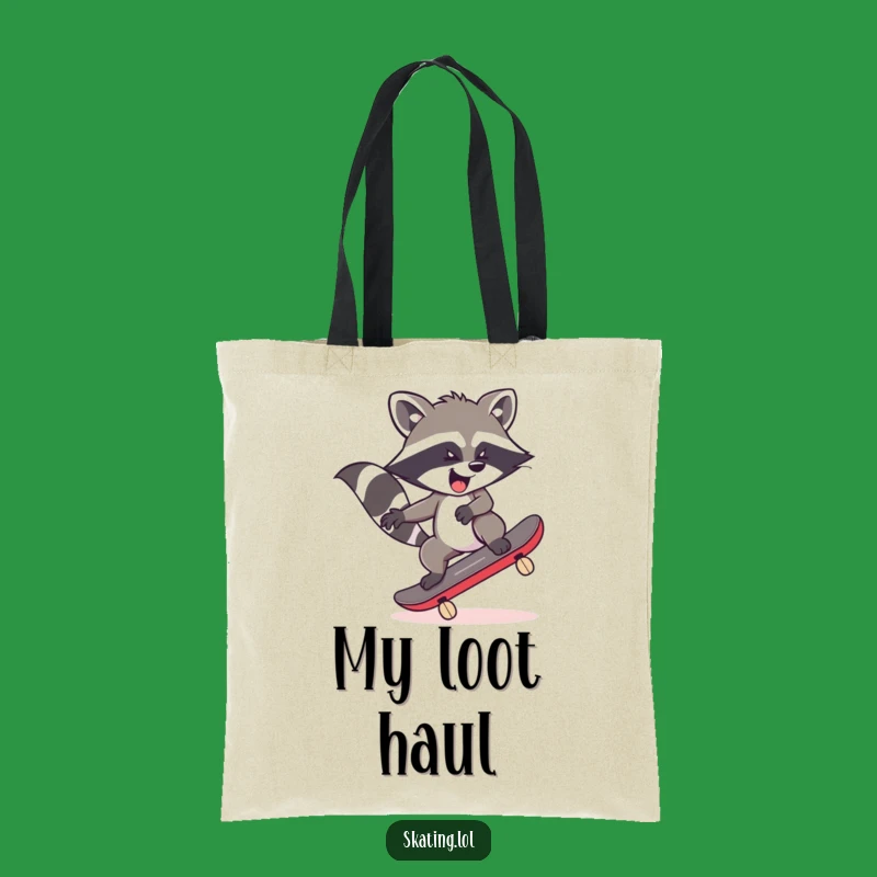 Funny Raccoon Skateboard Tote Bag: Carry Your Chaos in Style, Gift