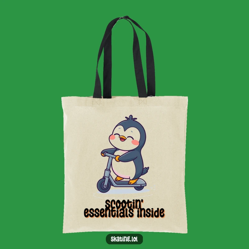 Funny Penguin Kick Scooter Tote Bag: Carry Your Laughs in Style Gift